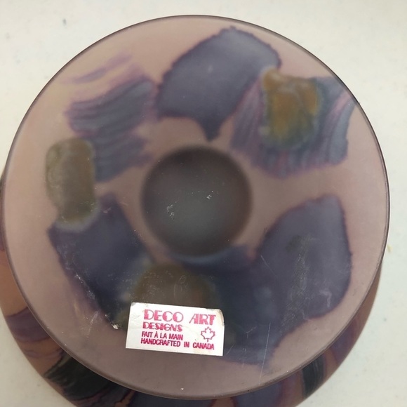 DECO ART DESIGNS /Candy Dish/ Frosted Satin Art Glass Handcrafted in Canada - Picture 5 of 7